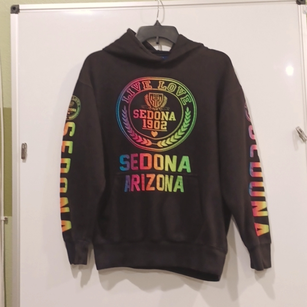 Popular Sports Med Unisex Black w/Rainbow Graphic Sedona Arizona pullover Hoodie